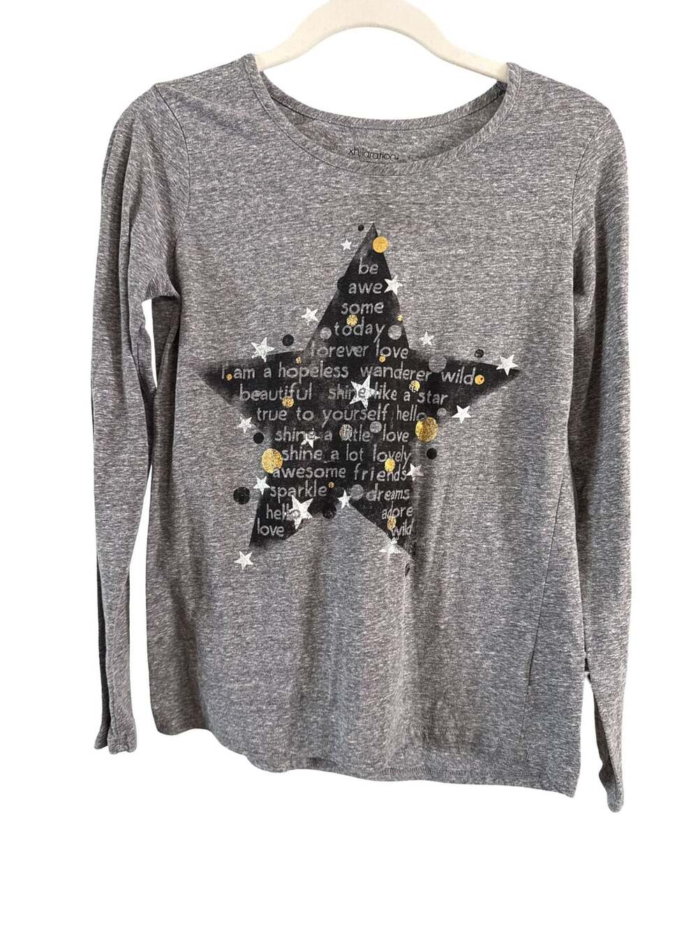 Xhilaration Long Sleeve Star Graphic Top Gray Size 14/16 Girls